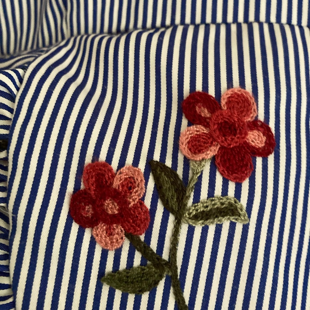 Love Riche Striped Embroidered Ruffle Dress L Large - Picture 6 of 8